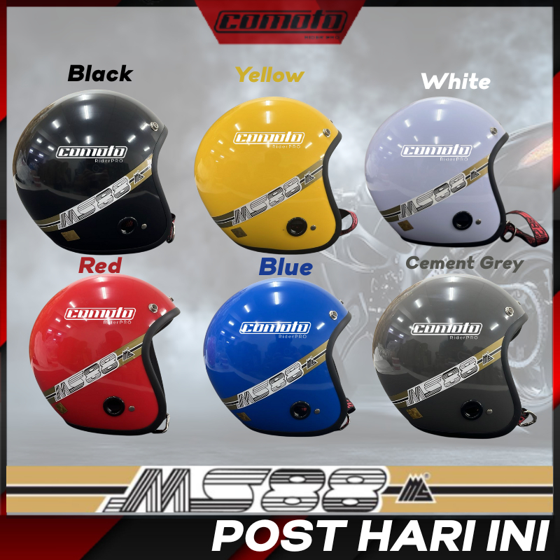 100% ORIGINAL (SAIZ 57) HELMET MS88 TALI TULISAN MERAH HELMET KESELAMATAN TOPI MOTOR MS88 SGV Free Carabiner!!!