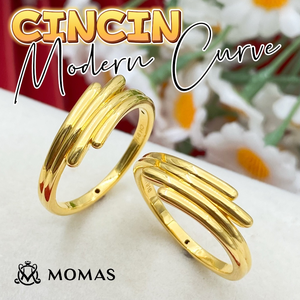 Cincin Modern Curve 5D Emas 916 Original Cincin Emas 916 Tulen Cincin Bajet Emas 916 Cincin Murah Emas Original