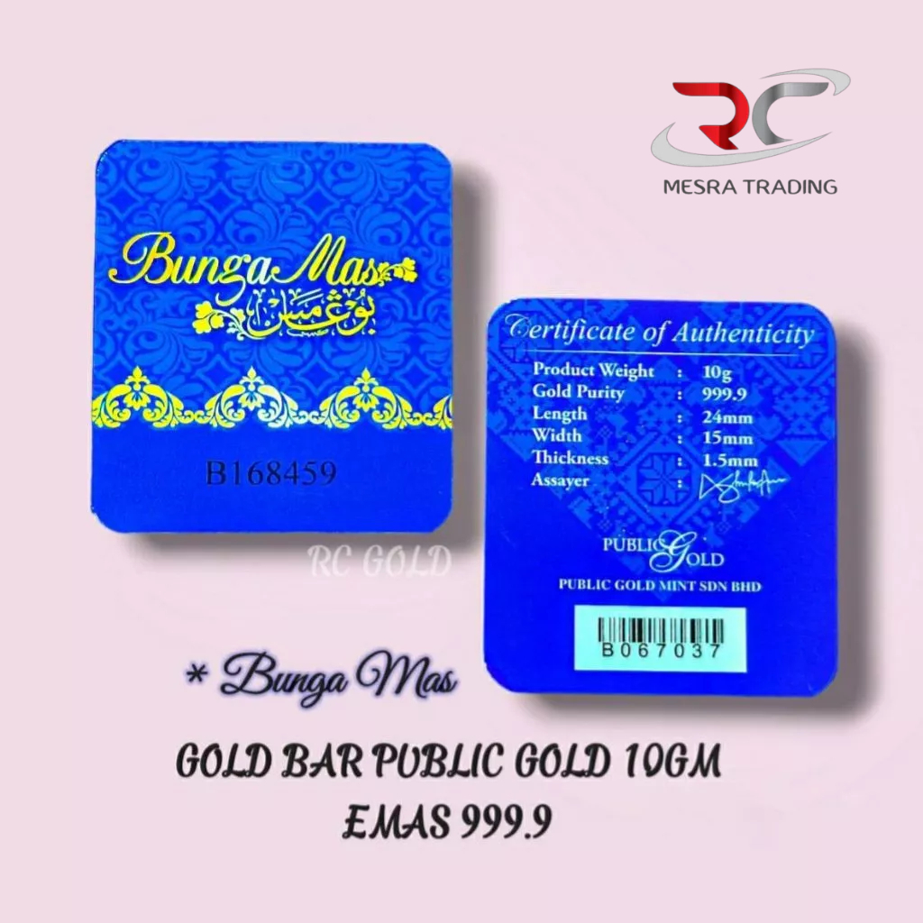 PUBLIC GOLD 10GM GOLD BAR 999.9 BUNGA MAS 10G GOLD BAR 9999&hellip;