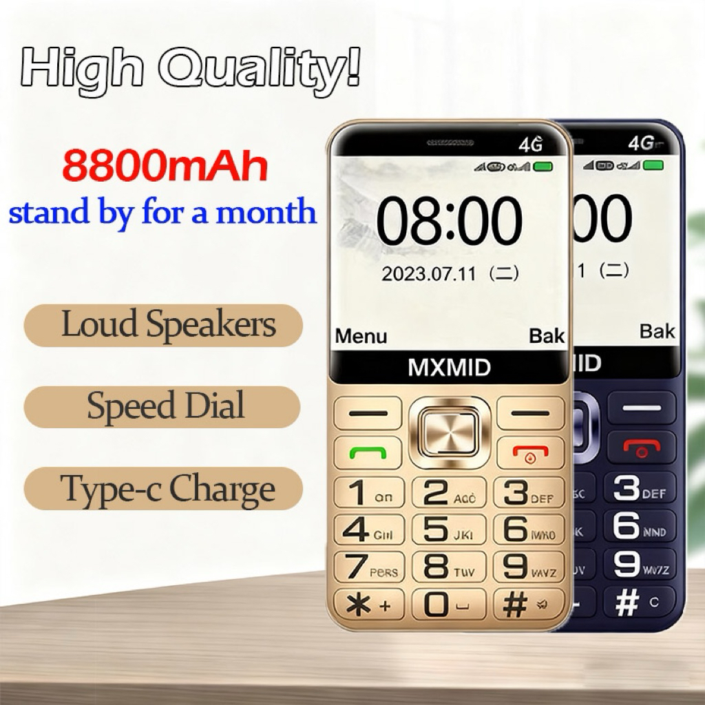 G1000 4G Basic Phone for Elderly Parents Mom FM Radio Speaker Loud Big Keypad Handphone telefon Big Numbers Big Battery