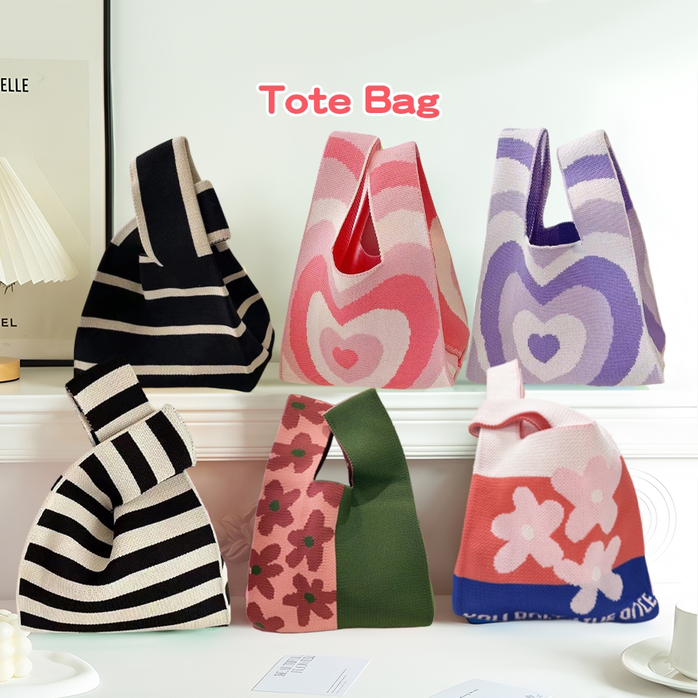 BN Cat Knit Handbag Fashion Knit Handmade Shopping Bags Knitted Bag Tote Bag Knitted Bag