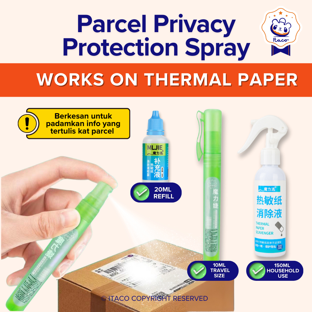 ITACO Thermal Paper Correction Fluid Protect Data Privacy Security Spray Remove Parcel Detail Addres