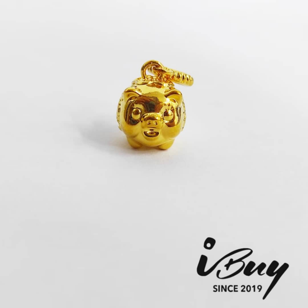 IBUY 916 Hard Gold 916 Golden Pig for Wealth and Treasure Charm 0.25G 22K (916) / 916硬金 招财进宝金猪