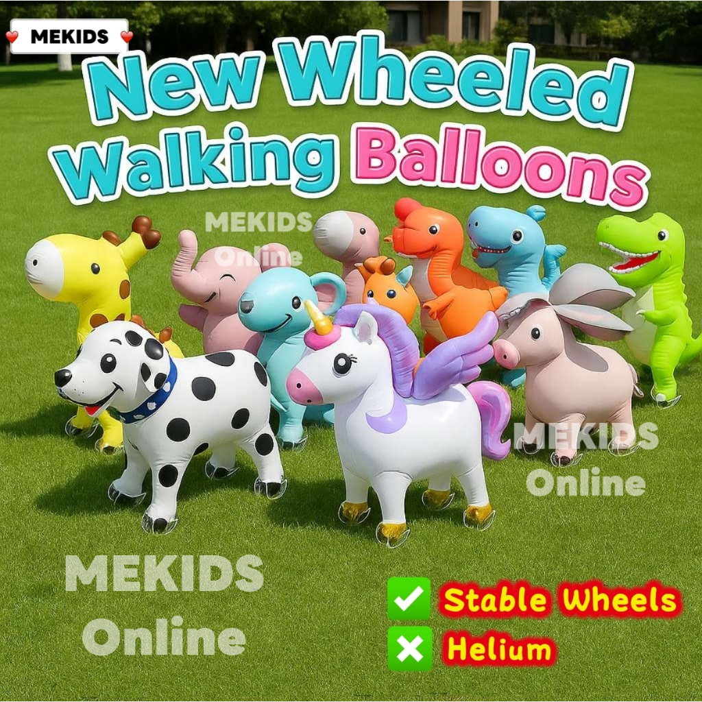 【NEW Arrival】Belon Haiwan Boleh Jalan Animal Walking Balloon with Wheels | Kids Gift / X'mas Gift Christmas 带轮气球