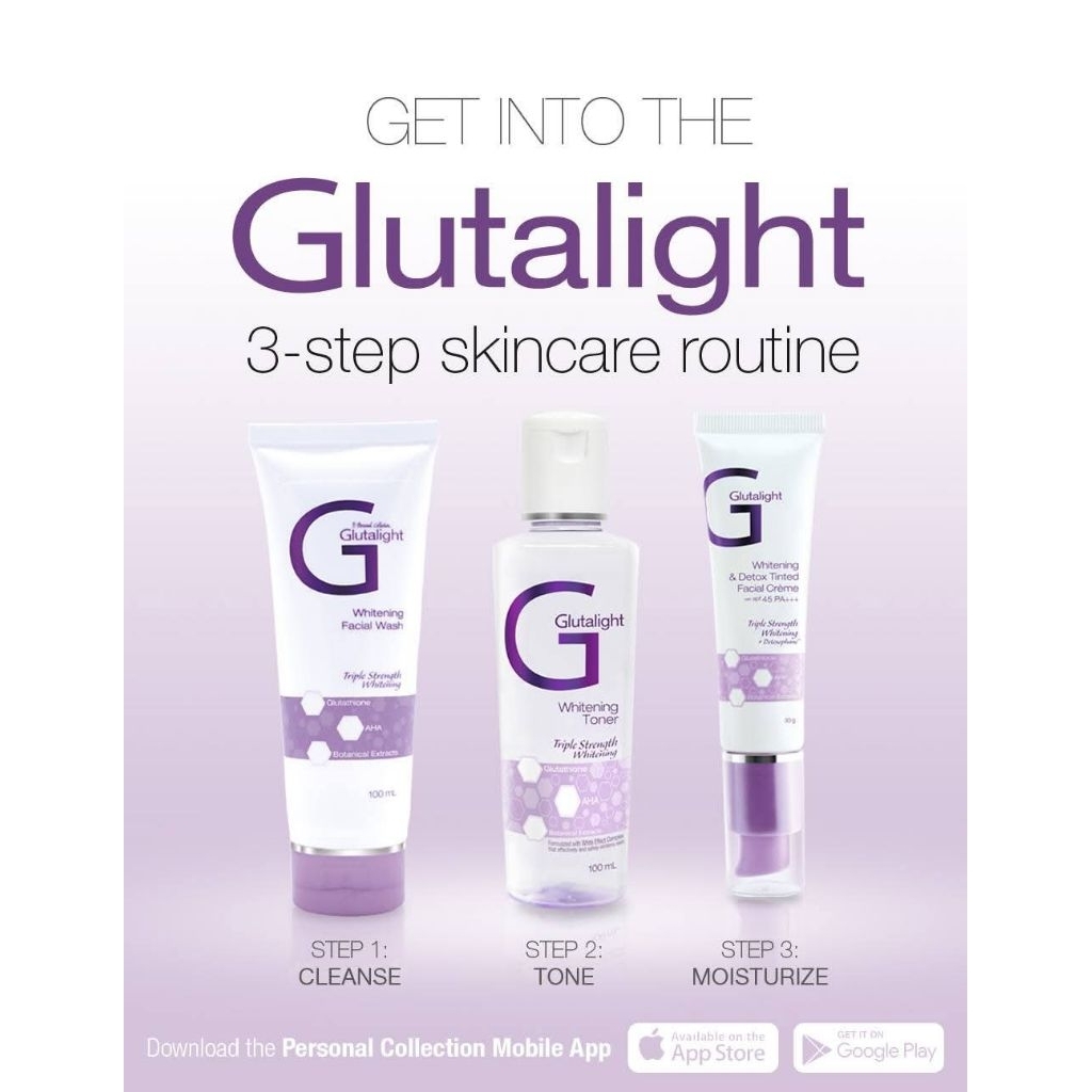 Skincare Combo Set (n/p RM74.70) NOW ONLY RM70. GLUTALIGHT WHITENING PERSONAL COLLECTION
