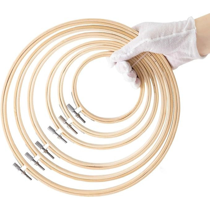 8-40cm 11 Size Embroidery Frame Hoops Wooden Round Adjustable Bamboo Circle Cross Stitch Art Craft Handy Sewing Ramadan