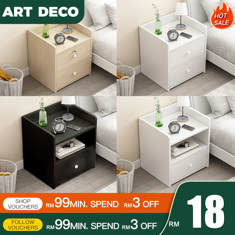 Side Table with Drawer Bedside Table Meja Kecil Tepi Katil Side Table Bedroom Nightstand Meja tepi katil Side Bed Table
