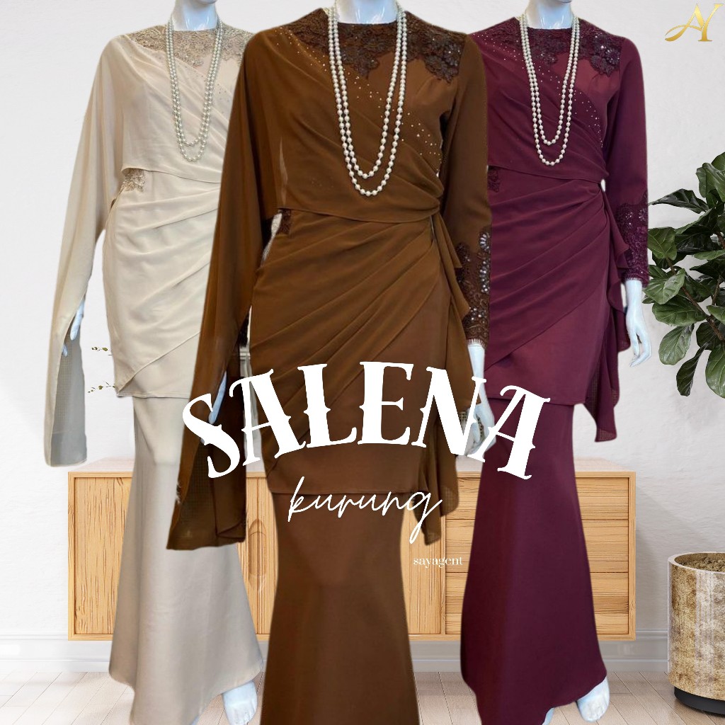 KURUNG MODERN SALENA SLIM FIT CUTTING KURUNG LACE RAYA 2026 VIRAL