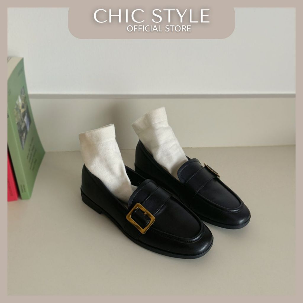 CHIC STYLE Gillian Almond-Toe Loafers | Casual Slip On OL Workwear | Women Shoes | Kasut Perempuan Wanita | Size 35 - 40