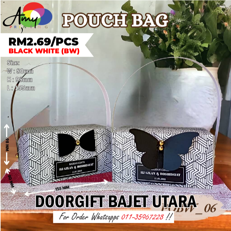 VIP EXCLUSIVE POUCH BAG COMEL BW DAN COLOUR DOORGIFT BAJET UTARA