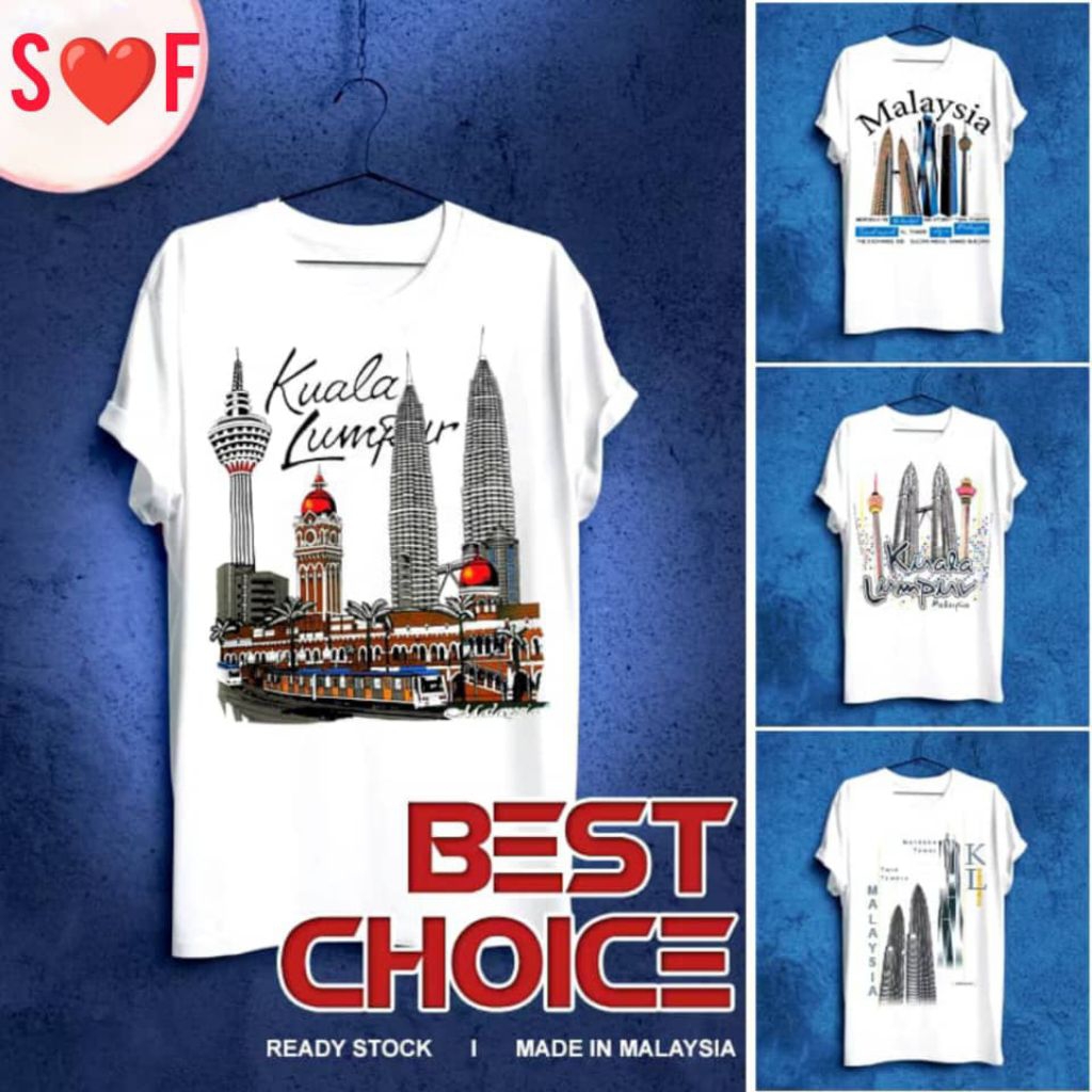 ?Harga Murah? KLCC T-shirt Cotton Good Quality (NEW DESIGN) KLCC Malaysia T-shirt Unisex I ♥️KL (S--XXL)