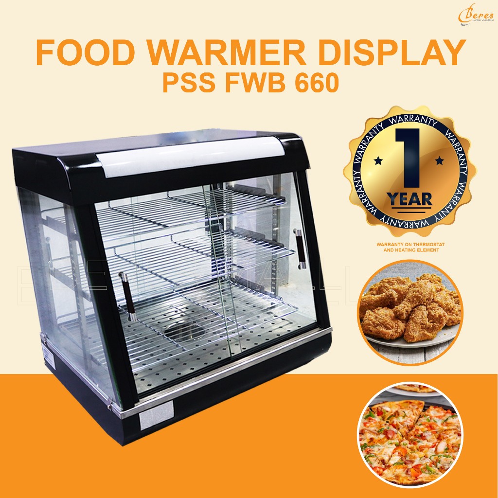 Food Warmer Display Pemanas Makanan Warmer Showcase Commercial Food Warmer Display Stainless Steel Food Warmer [Black]