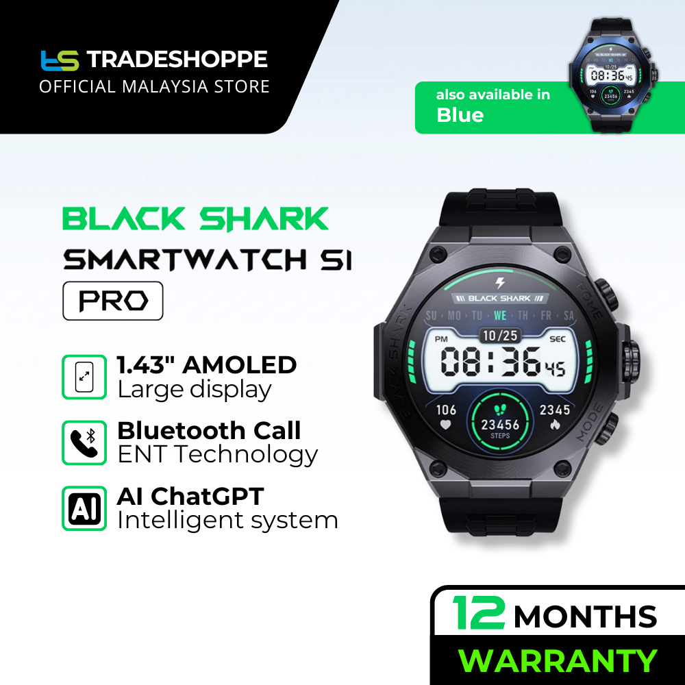 Black Shark Smartwatch S1 Pro 1.43" AMOLED Display, AI-ChatGPT, ENC Bluetooth Phone Calling Smart Watch