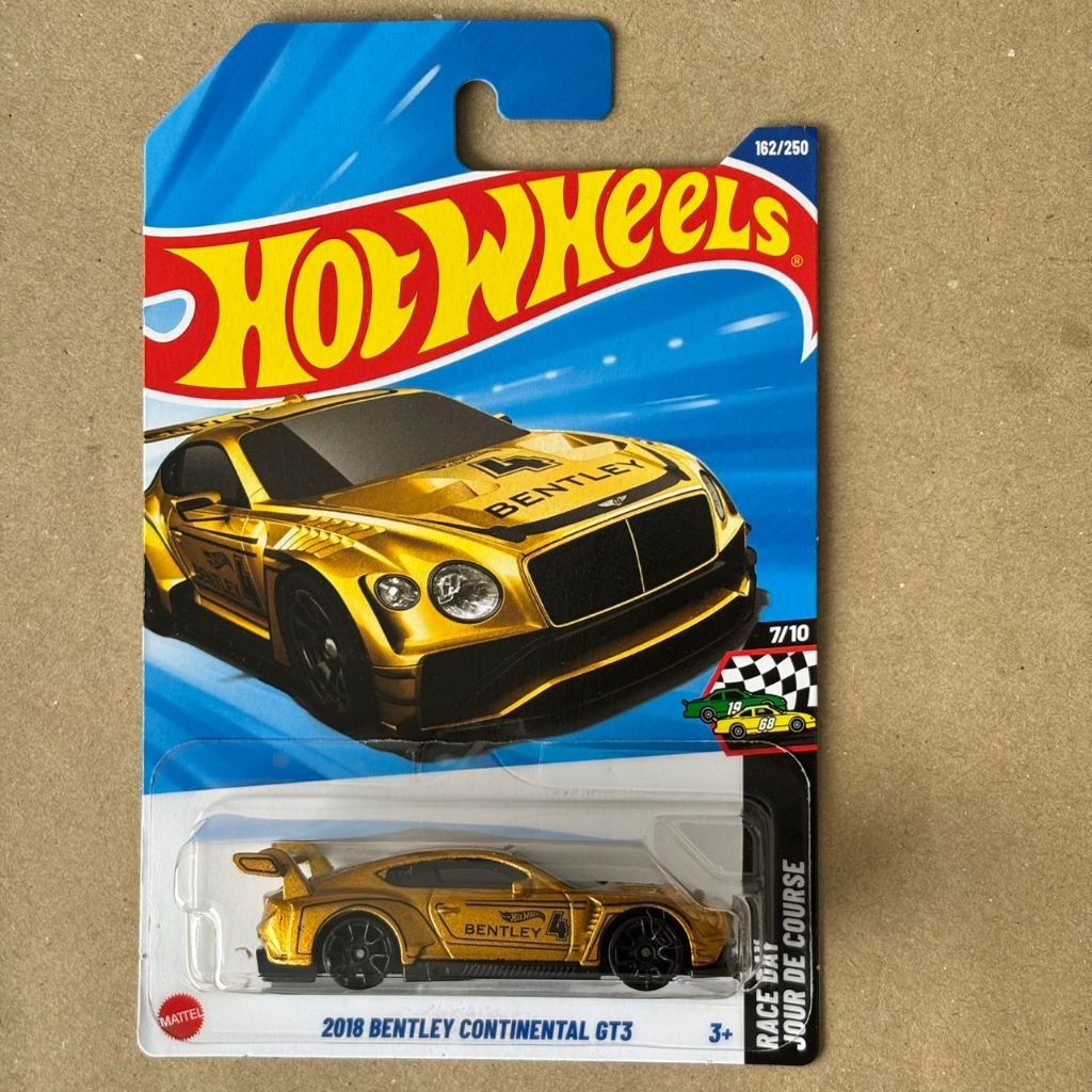 Hot Wheels 2018 Bentley Continental GT3 - Gold ( 162/250 - 2025 Mix Q - RACE DAY 7/10 )