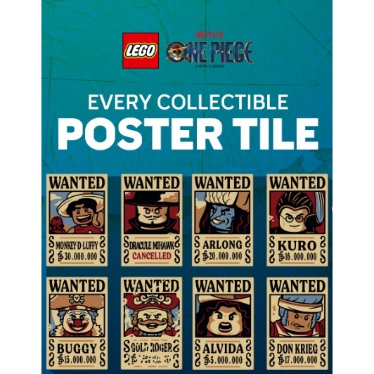 [MP] Lego One Piece Wanted Poster KURO ALVIDA BUGGY DON KRIEG DRACULE MIHAWK ARLONG MONKEY D LUFFY GOLD ROGER - New