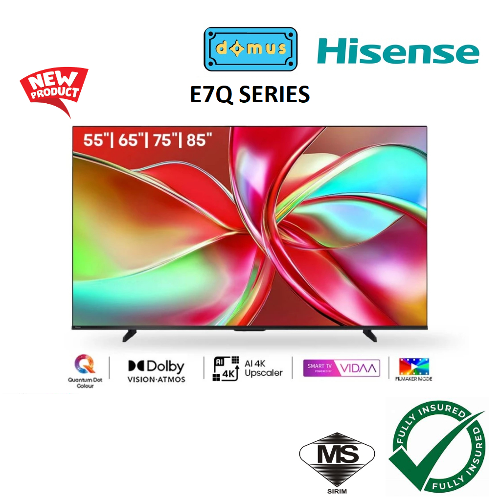 2025 Hisense 55/65/75/85 Inch 4K Quantum Dot ULED AI TV QLED / Dolby Vision Atmos / HDR10 / AI 4K / 120 HRR E7Q Series