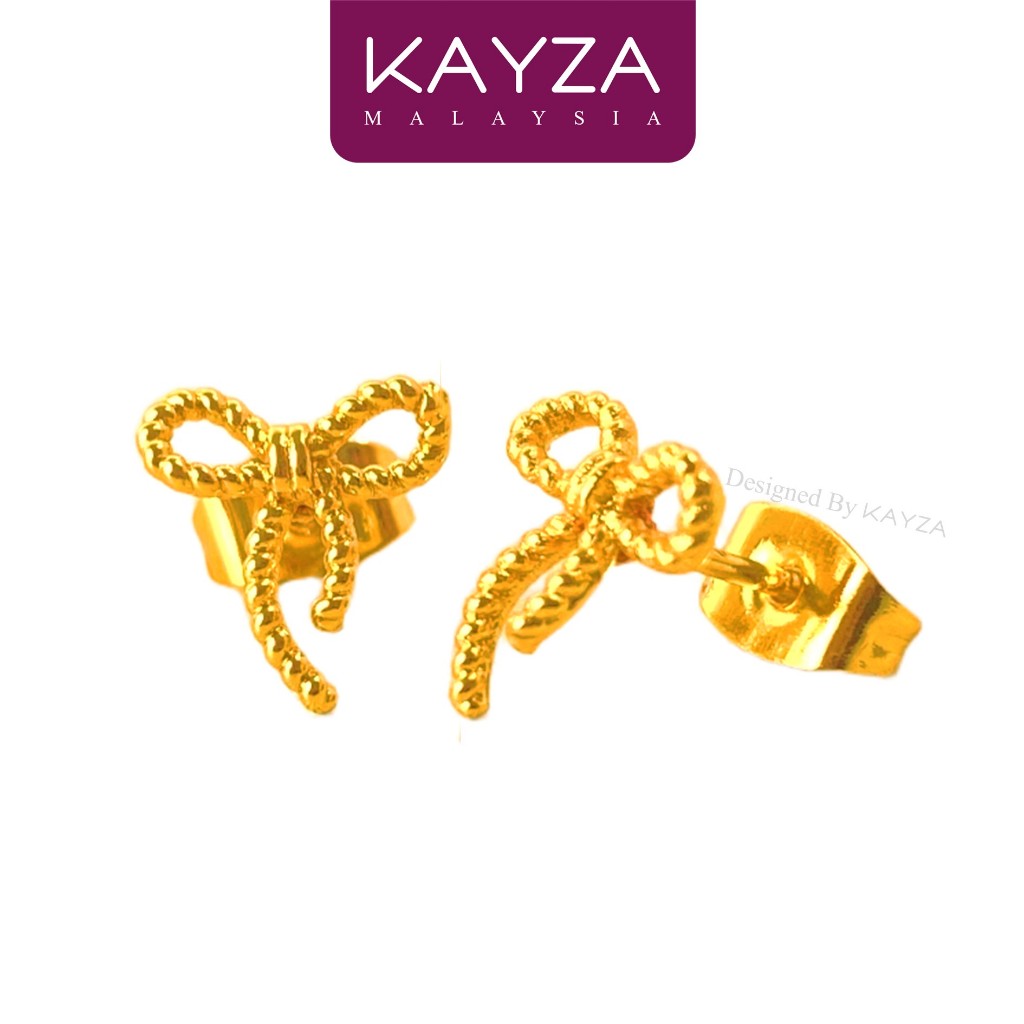 14E(0.8g)KAYZA Kavia Ribbon Earrings Handcrafted Designs in Vietnam emas
