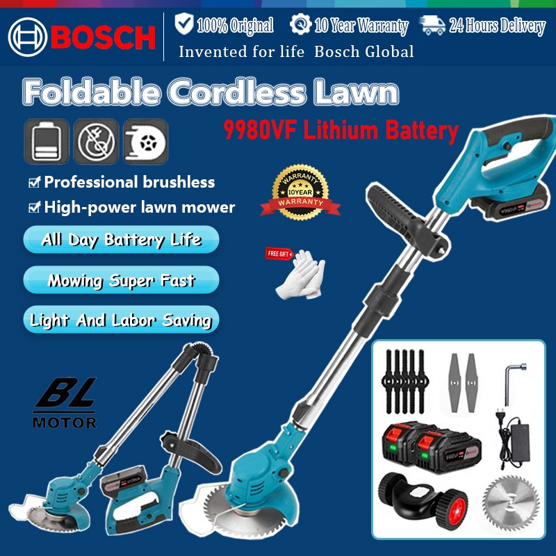 BOSCH Cordless Grass Cutter Mesin Rumput Bateri Grass Trimmer Cordless Lawn Mower Heavy Duty Mesin Potong Rumput