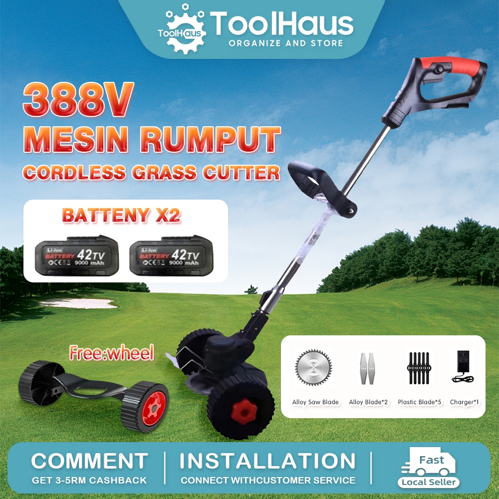 Mesin Rumput Bateri  Mesin Rumput Bateri Cordless Grass Cutter Machine Lawn Mower Mesin Potong Rumput