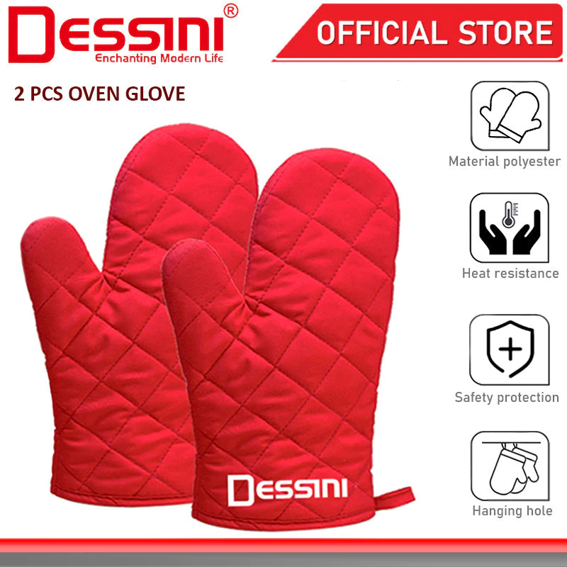 DESSINI ITALY Microwave Oven Glove Heatproof Cotton Baking Gloves Anti Scalding Heat Resistant Mitts Sarung Tangan Dapur