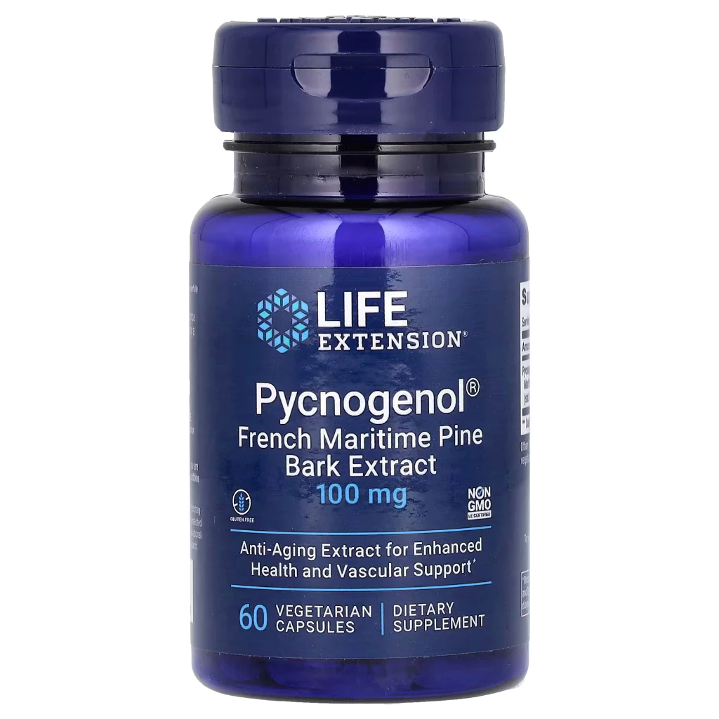 Life Extension, Pycnogenol, Ekstrak Kulit Pine Maritim Perancis, 100 mg, 60 Kapsul Vegetarian Tarikh Terkini
