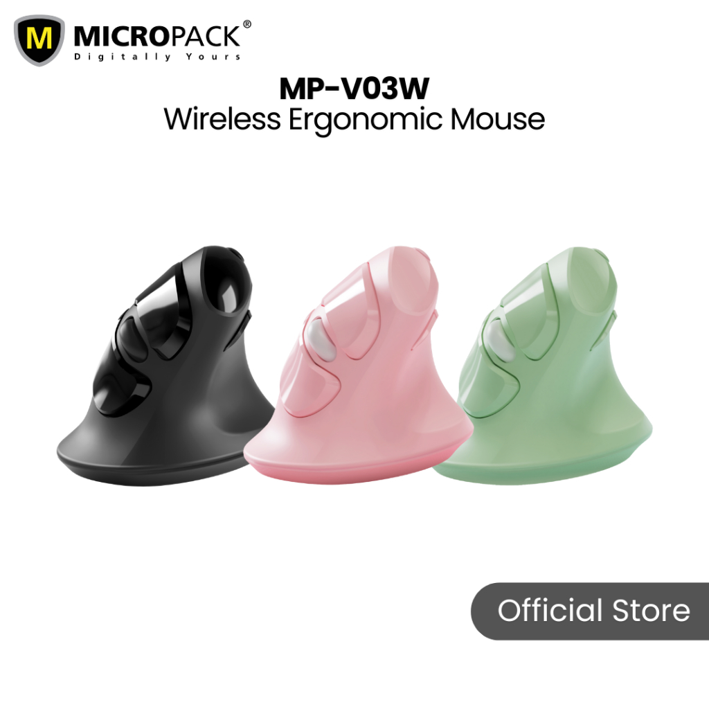 Micropack USB-C USB-A Dual Receiver Vertical Wireless Mouse | MP-V03W