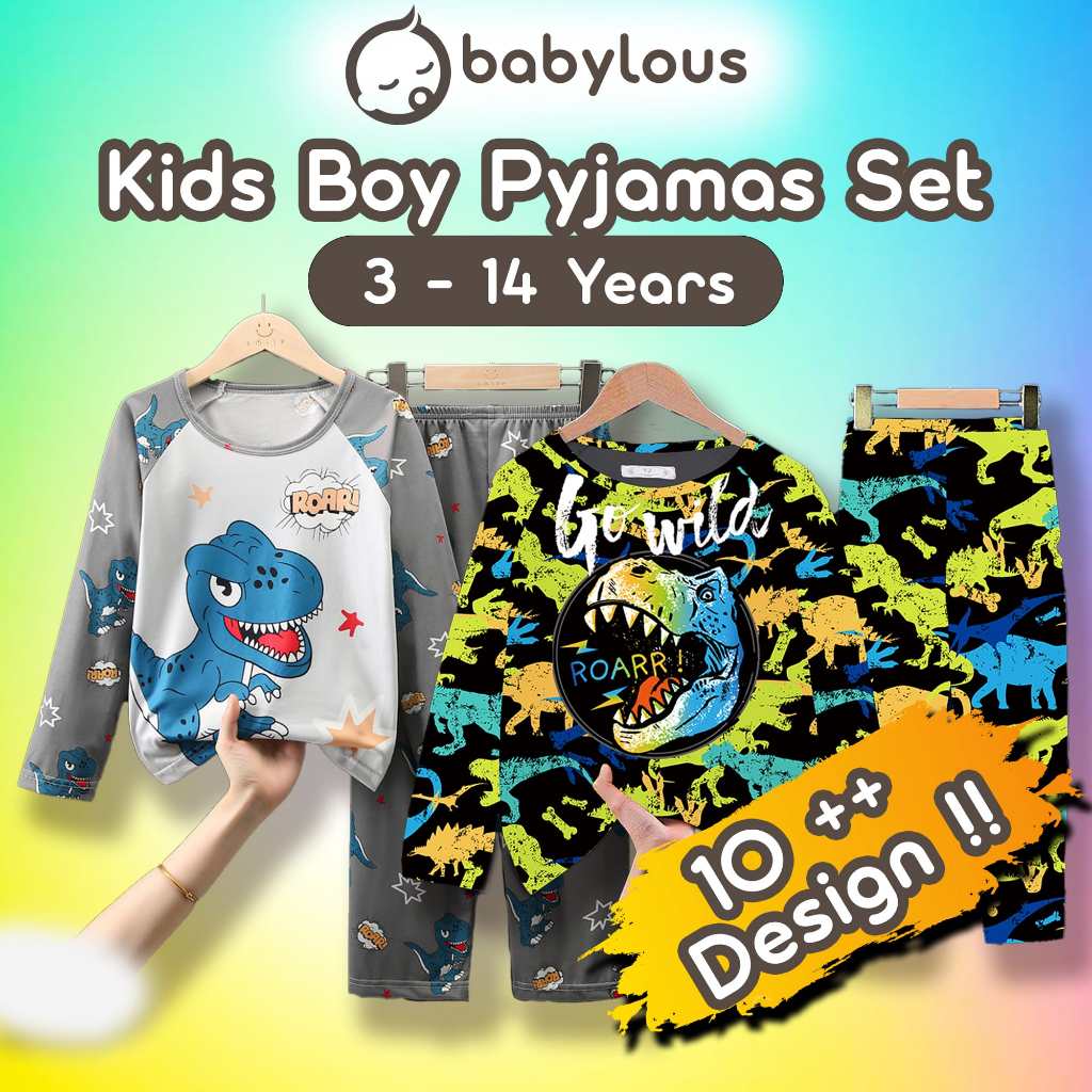 BABYLOUS Baju Tidur Budak Lengan Panjang Kids Pyjamas Baju Pajamas Kanak Baju Tidur Murah Boy Girl
