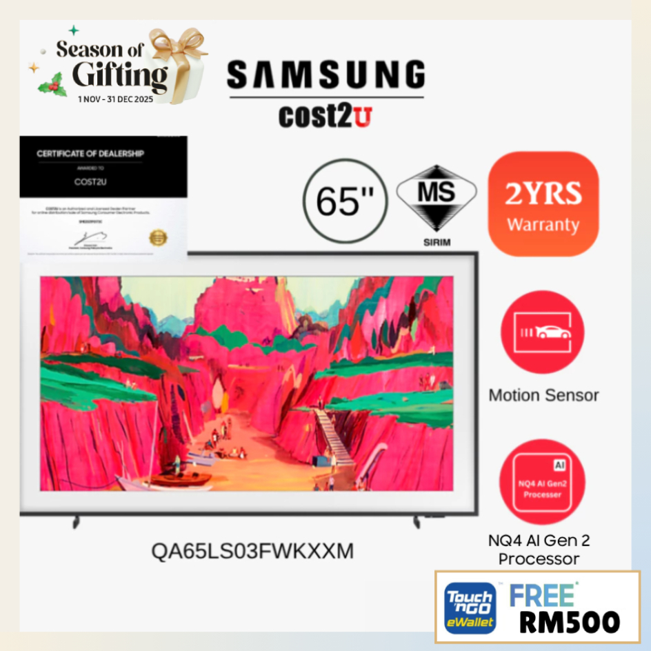 Samsung (43/55/65 Inch) The Frame LS03 QLED 4K Lifestyle Smart AI TV | QA65LS03DAKXXM QA65LS03BAKXXM televisyen 电视机