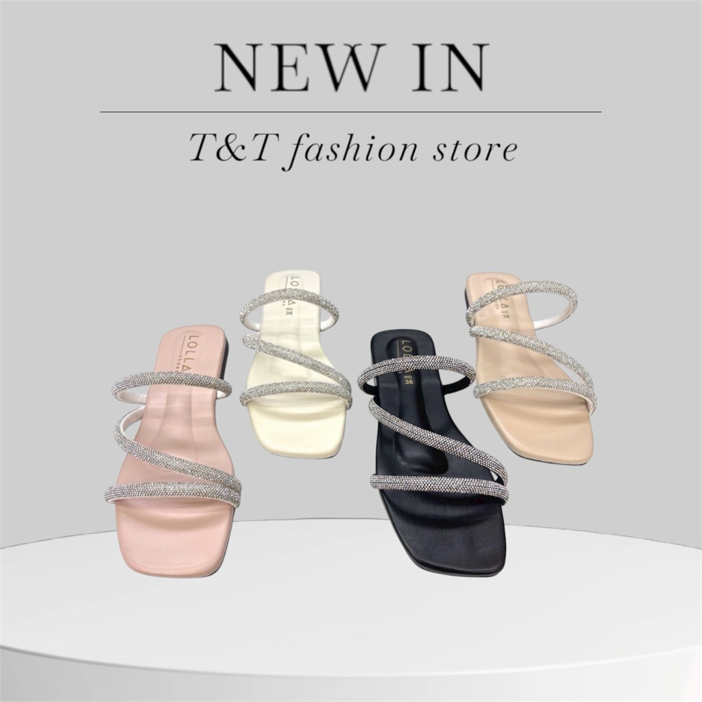 T&TSRORE/READY STOCK/NEWS ARRIVED Z MODELS ALL MATCH RHINESTONE FLAST SANDAL WITH PLUE SIZE KASUT PEREMPUAN G113