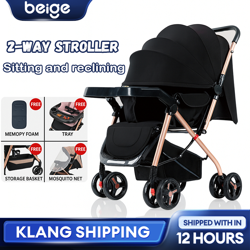 Beige stroller baby travel compact stroller 2 way facing 手推車 小孩 BGW-114