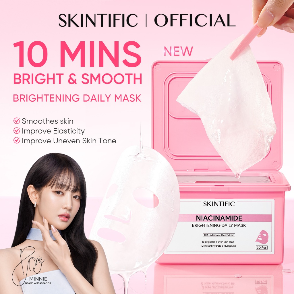[NEW LAUNCH]SKINTIFIC Niacinamide Brightening Mask Face Daily Mask Centella 10-minute daily brightening sheet mask 30pcs