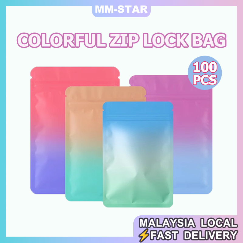 100pcs Gradient Mystery Bag Aluminum Foil Ziplock Blind Bag Plastic Sealing Pouch Jewelry Bag