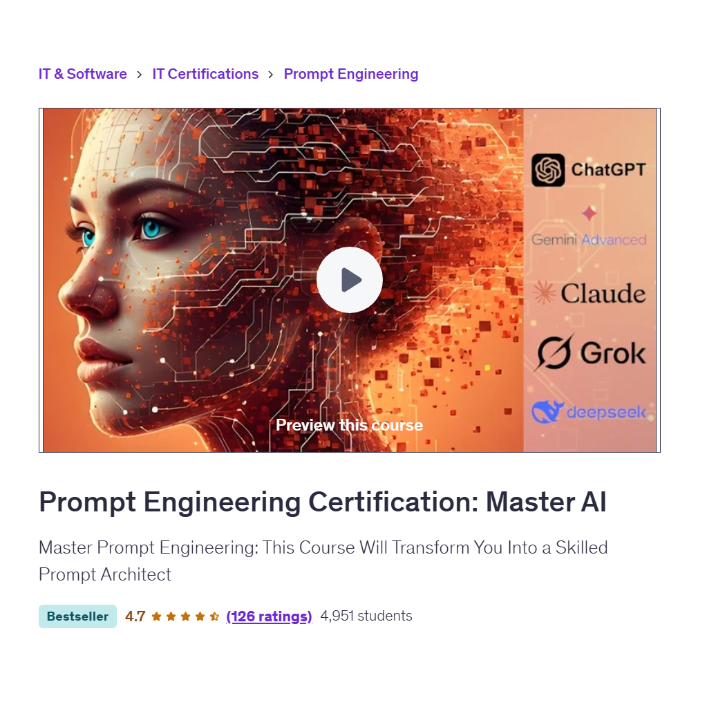 Ai Prompt Video Course- Prompt Engineering Certification: Master AI | Learn AI Prompt Video Lessons