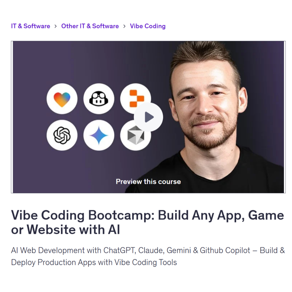 Vibe Coding Video Course-Vibe Coding Bootcamp: Build Full Stack Web Apps with AI | Coding With Ai Coding Video Lessons