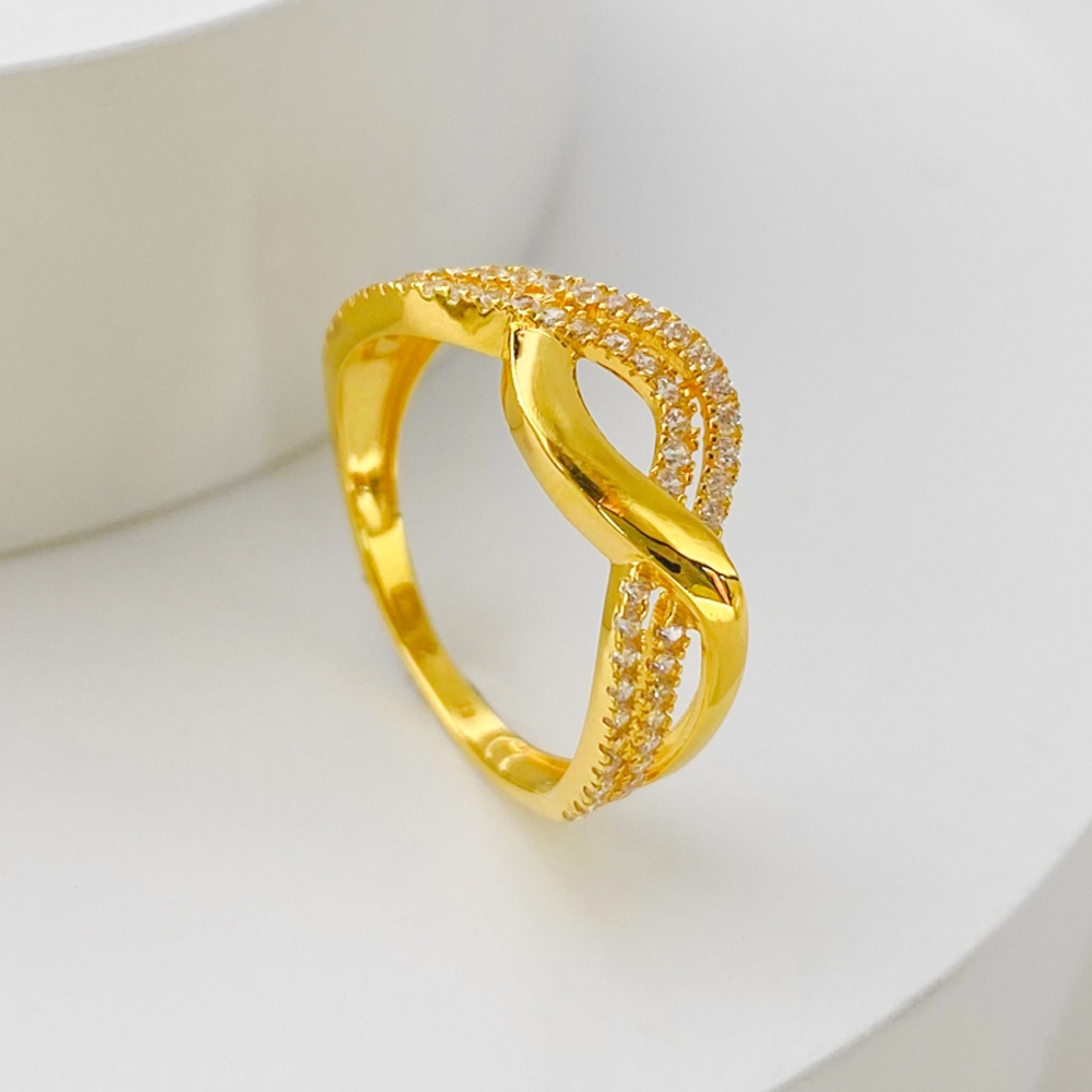 MEGAN JEWELLERY CINCIN SILANG MINIMALIS + BATU EMAS 916