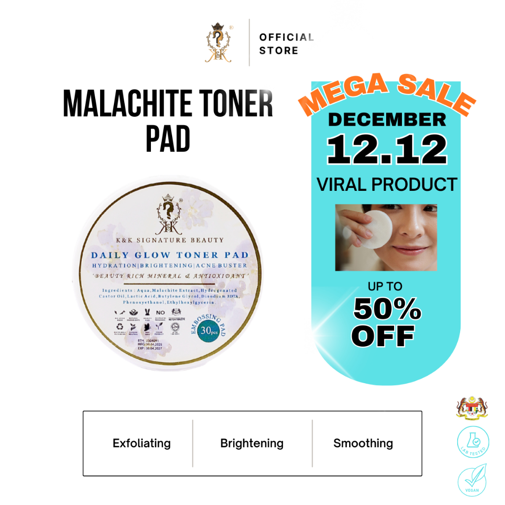 [HQ] K&K Jerawat Toner Pad Daily Glow Mineral Herba Lighten Scars Acne Removal  Kulit Berminyak