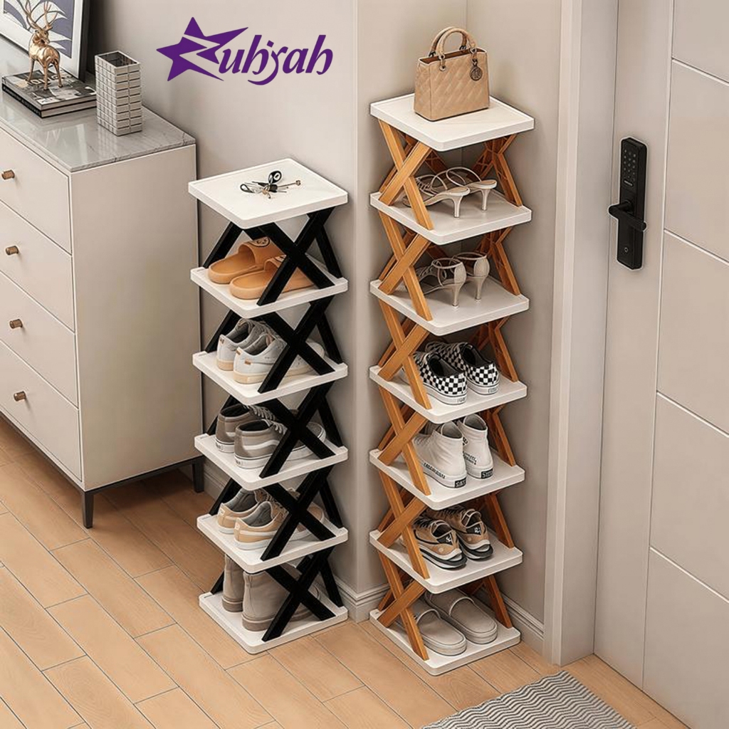 Shoe Rack Multi-layer Folding Narrow Shoe Rack Plastic Simple Shoe Rack Organizer Shelf Space-Saving Rak Kasut 鞋架