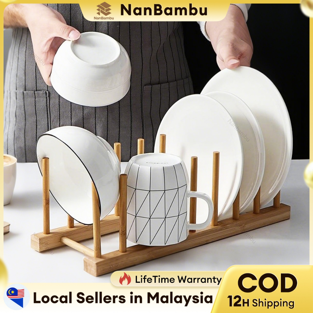 Bamboo Kitchen Rack Cup Holder 2-8Grid Dish Rack Bookshelf/Cabinet Mug Rack 杯架/厨房架