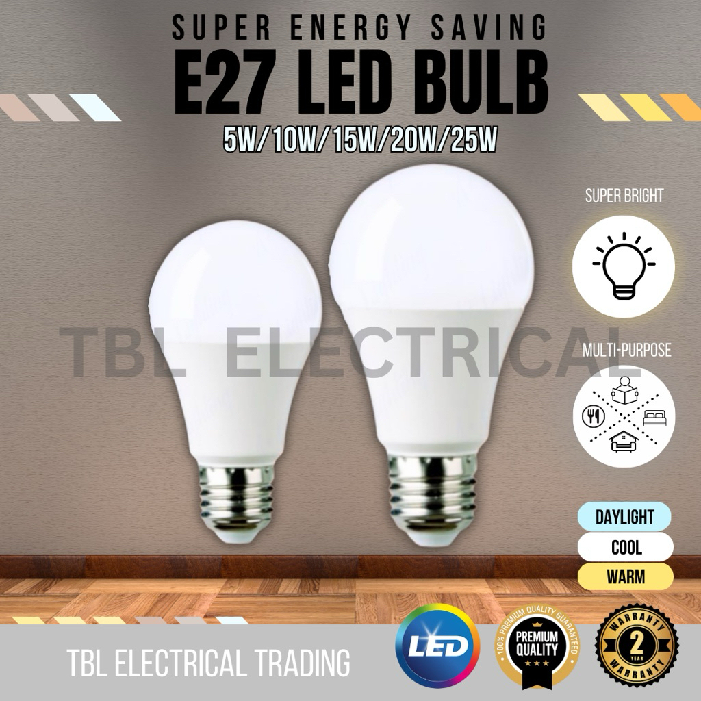 LED E27 Bulb 5W 10W 15W 20W 25W Mentol Lampu Energy Saving Table Lamp Ceiling Down Light Siling Ceiling Lighting