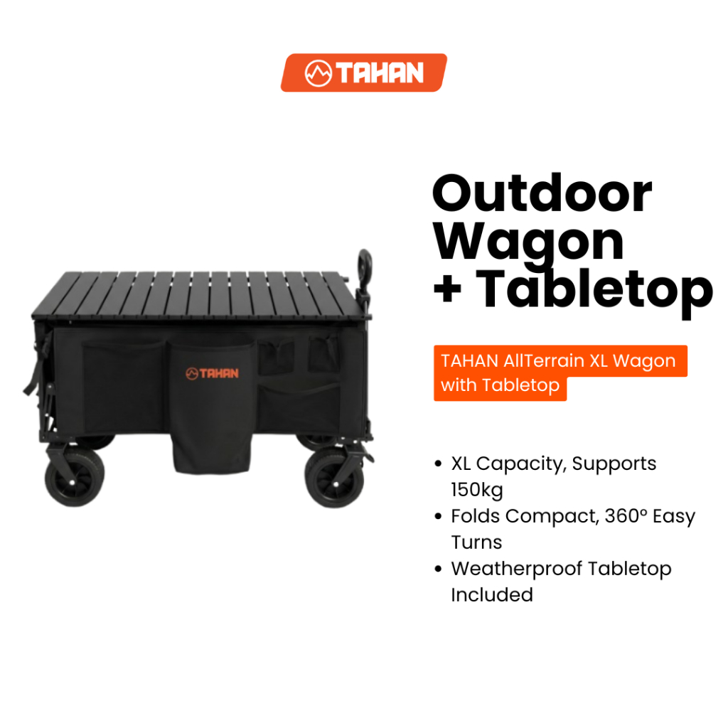 TAHAN AllTerrain XL Wagon, Heavy Duty Folding Camping Trolley, Collapsible Outdoor Cart