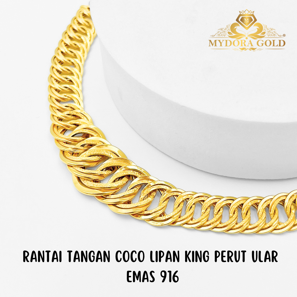 MYDORA Rantai Tangan Coco Lipan Perut Ular l EMAS 916/22K