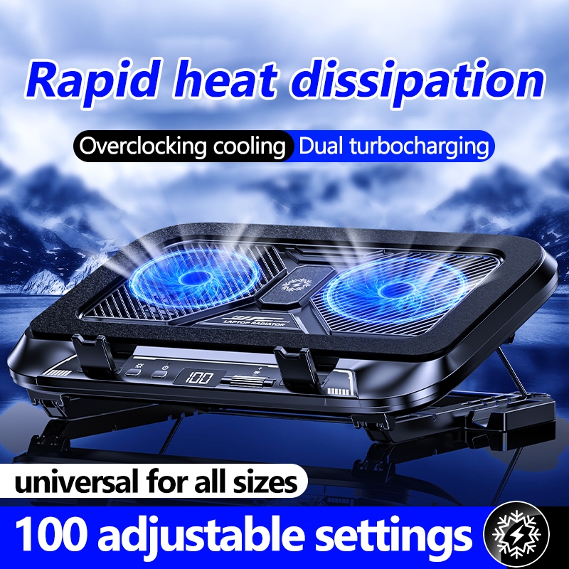 Gaming Laptop Cooler Z36C USB RGB LED Adjustable Stand Notebook Cooling Pad Super 2 Powerful Fans Mute Air Portable PC