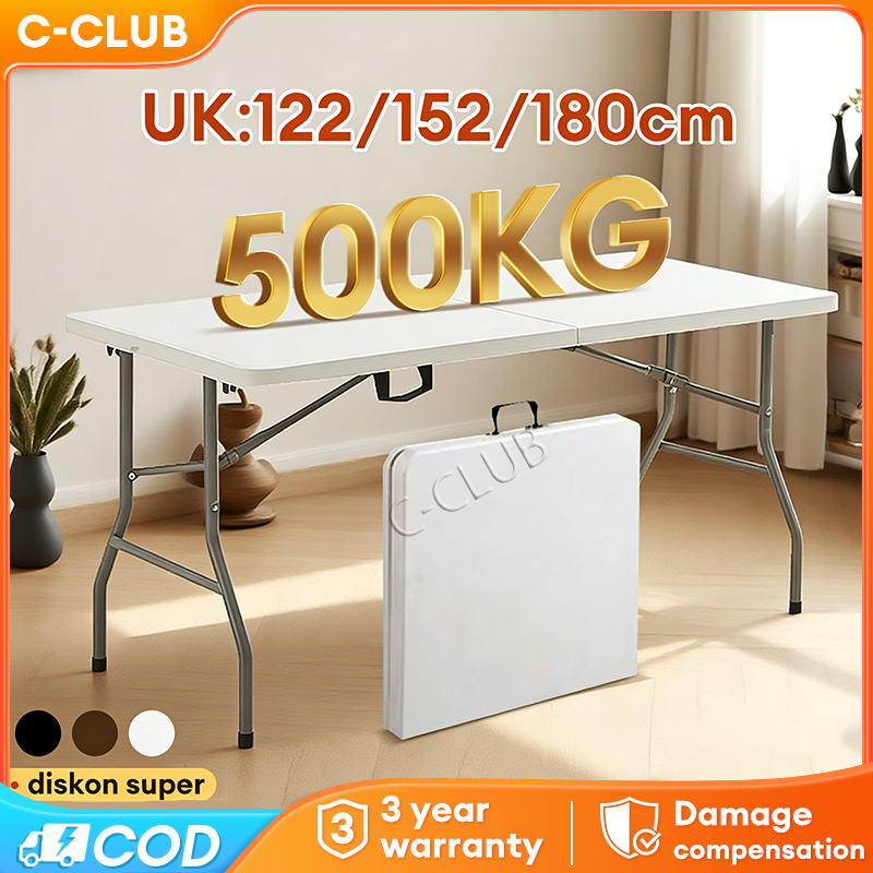 C - Meja Lipat Foldable Dining Table Outdoor Folding Table Long Table 6FT/4FT Portable Design 200KG Load Capacity 折叠桌