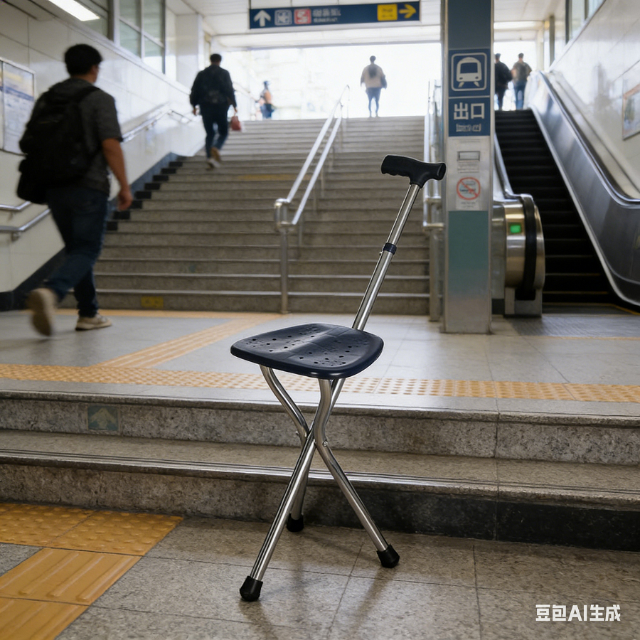 Walking Cane Stool Folding Walking Cane Chair、Foldable walking stick for elderly、tongkat kaki 4、拐杖椅子、tongkat orang tua