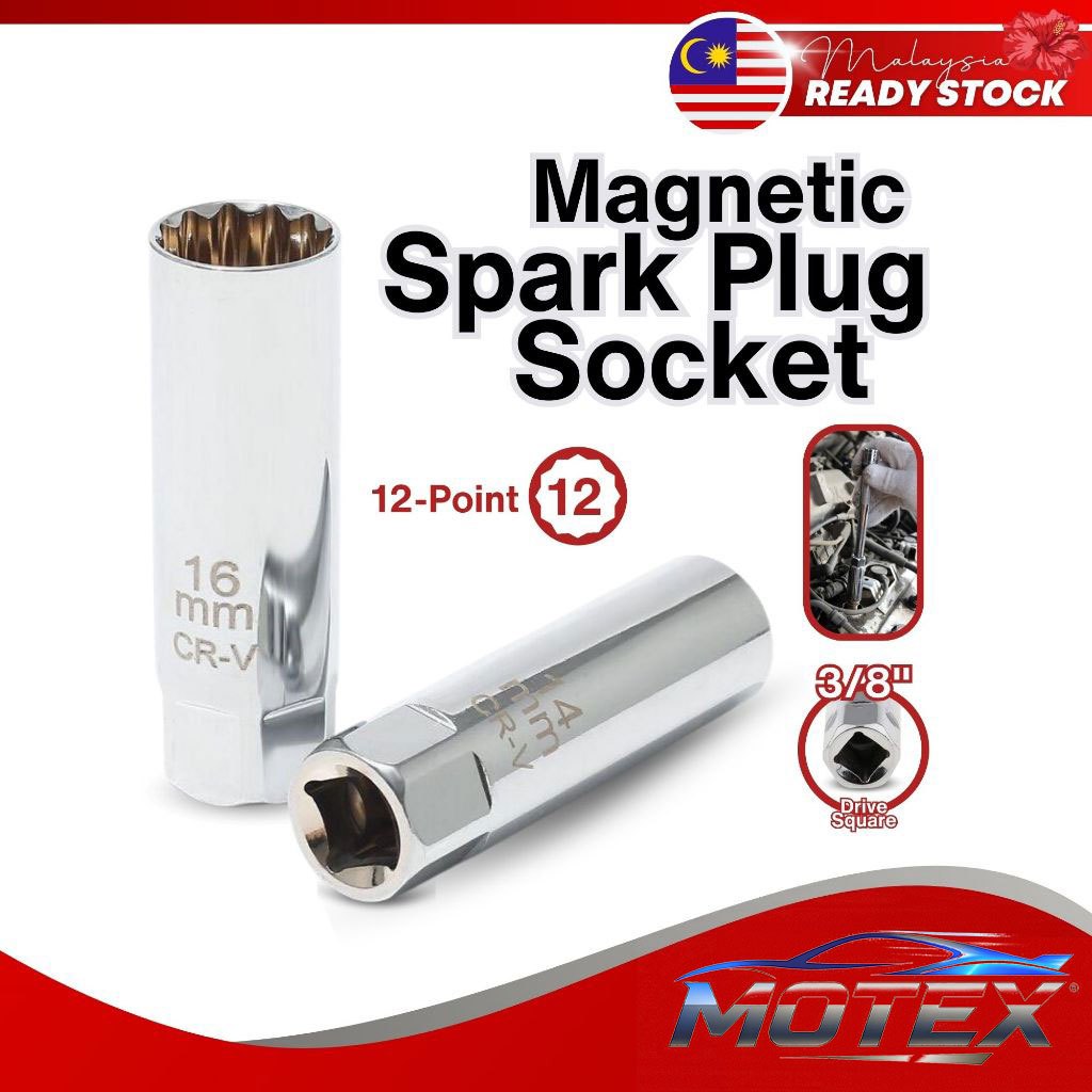 1PCS 3/8 inch Magnetic Spark Plug Socket 12-PT Wrench 14mm / 16mm Spark Plug Removal Replacement Car Repair Tool Spanner