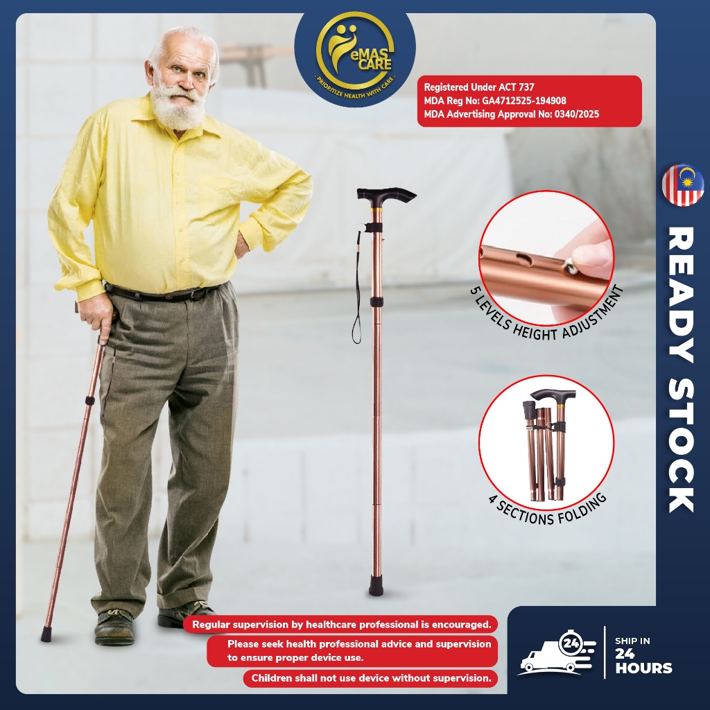 (NEW) Foldable Flexible Cane Walker Crutch Aid Mobility/Tongkat for Senior Care/Mountain Tongkat