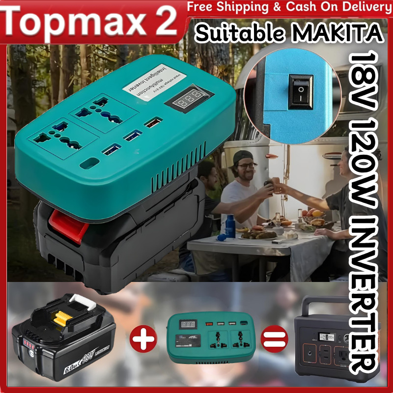 18V M@KIT@ 120W 20v 21V to 220V Power Bank Inverter Battery Converter BATERI USB Type-C Adapter
