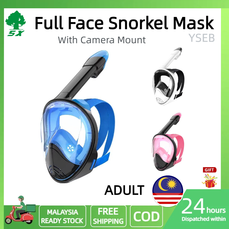 【Local stock】SONGXIN Underwater Scuba Diving Masks 180 Degree Full Face Anti Fog Snorkel Mask With Camera Mount YSE-B