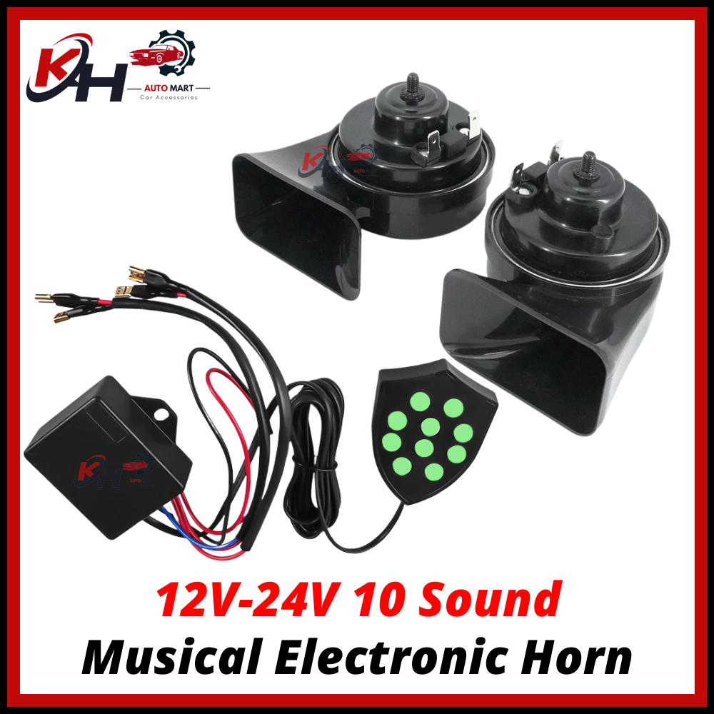 12V/24V 130dB 10 Sound Waterproof Electronic Air Magic Horn Snail Trumpet Siren Alarm Kit Car Motorcycle Truck KERETA