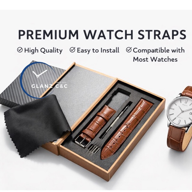 Bamboo Style Leather Watch Strap 18mm 20mm 21mm 22mm 24mm 26mm Tali Jam Kulit 竹纹表带 Crocodile Pattern